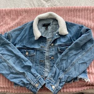 forever 21 cropped fringe jean jacket